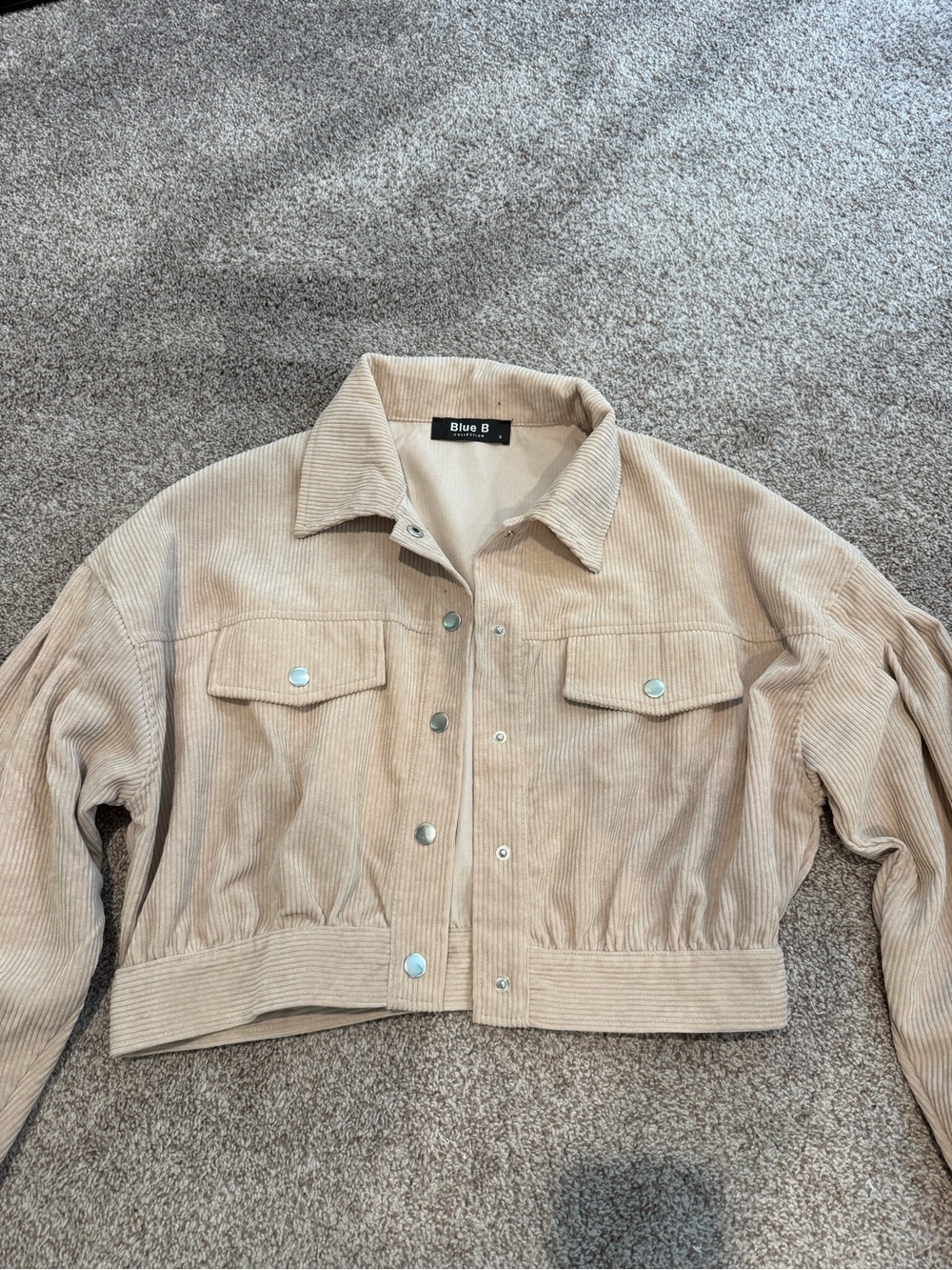 Women's Beige Corduroy Cropped Jacket